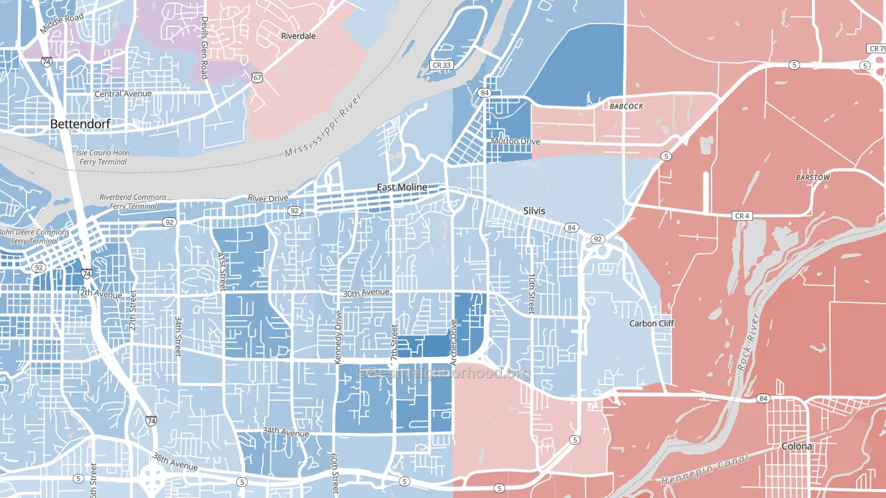 61244, IL block-group political-lean map