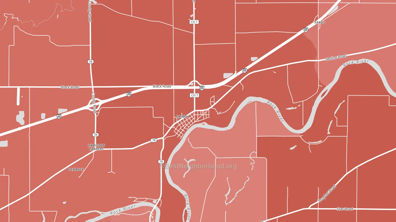 61261, IL block-group political-lean map
