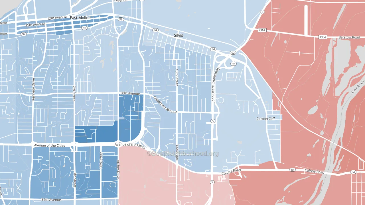 61282, IL block-group political-lean map