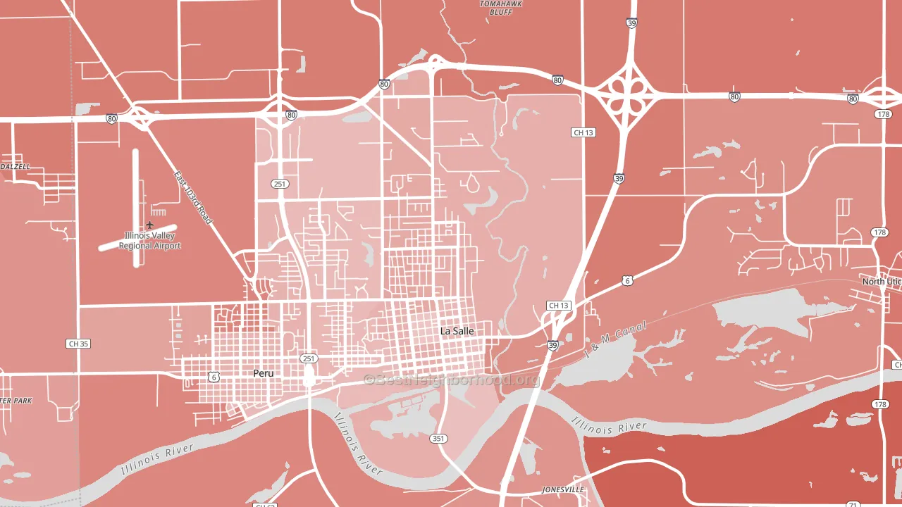 61301, IL block-group political-lean map
