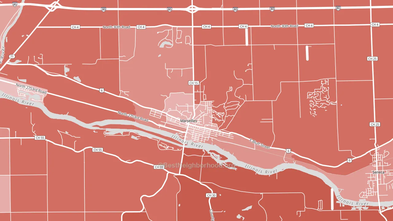 61341, IL block-group political-lean map