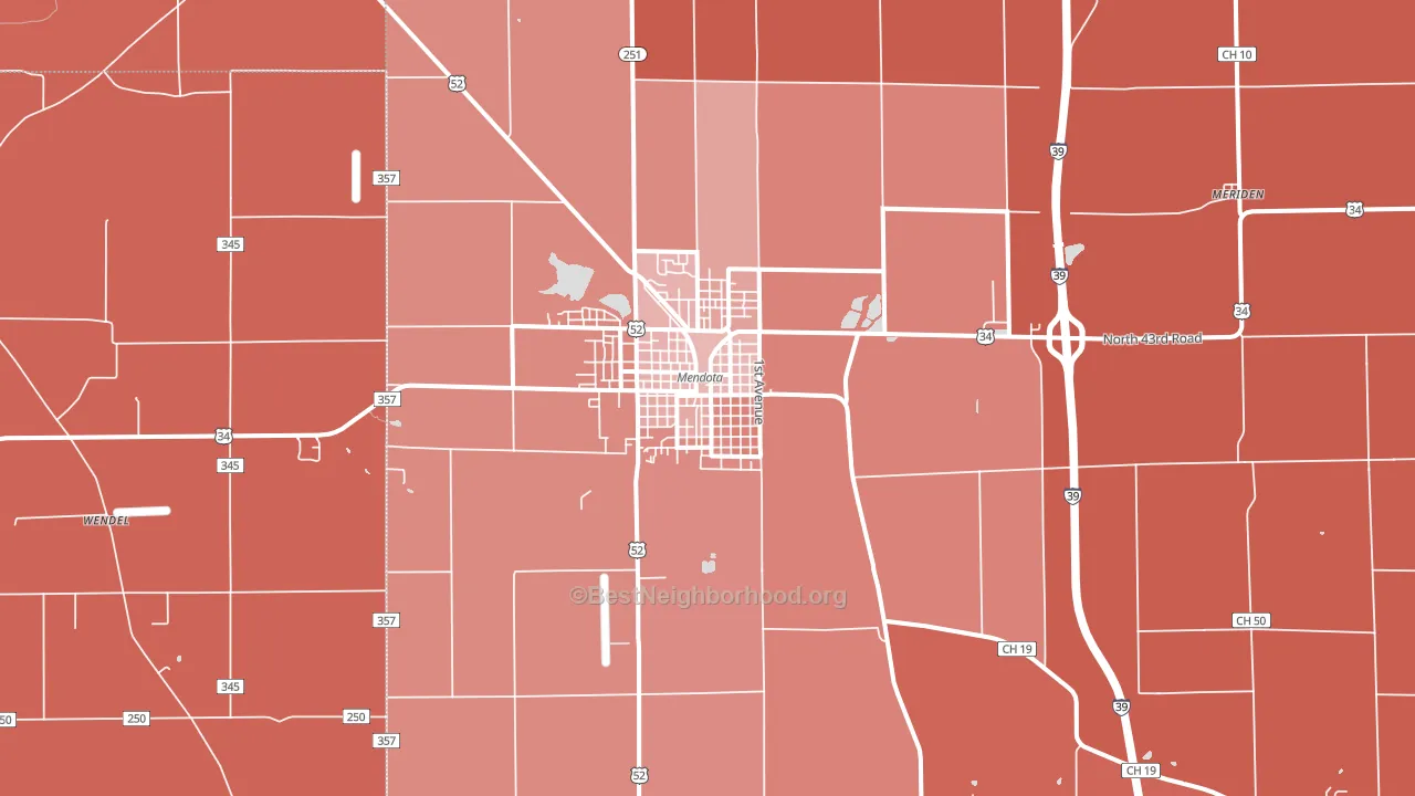 61342, IL block-group political-lean map