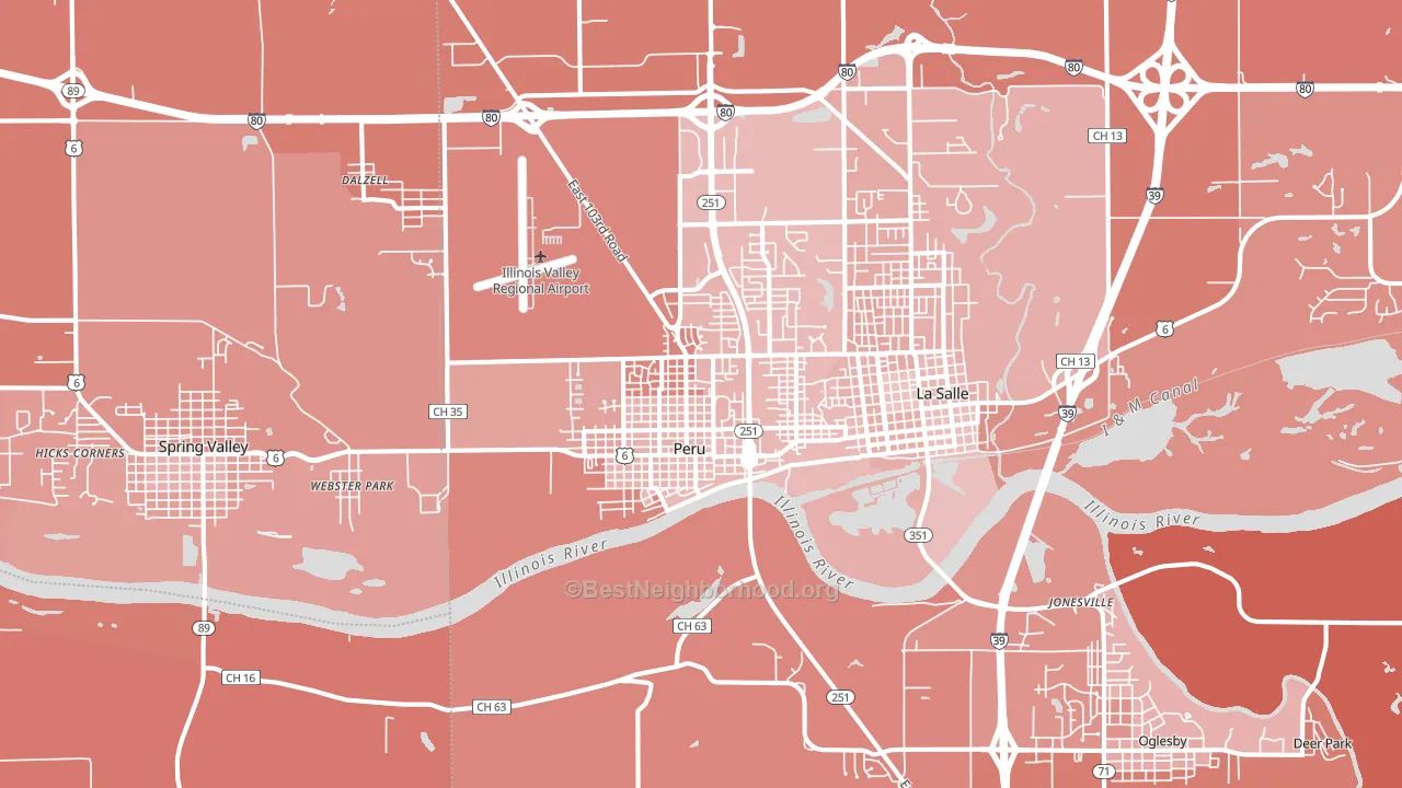 61354, IL block-group political-lean map