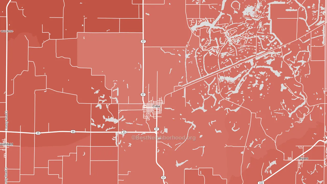 61427, IL block-group political-lean map