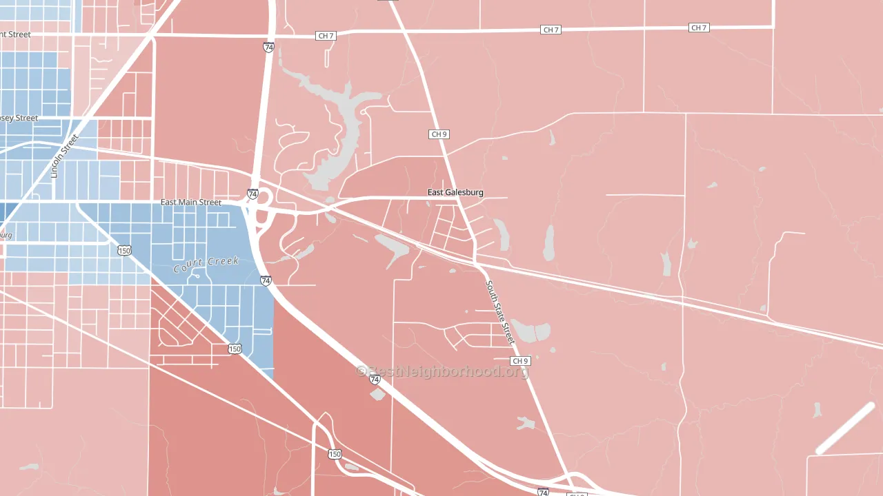 61430, IL block-group political-lean map