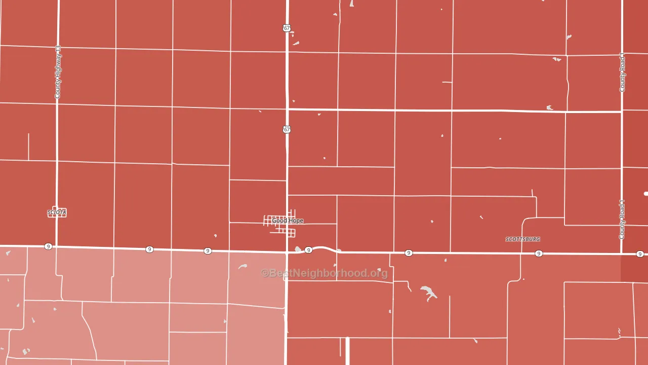 61438, IL block-group political-lean map
