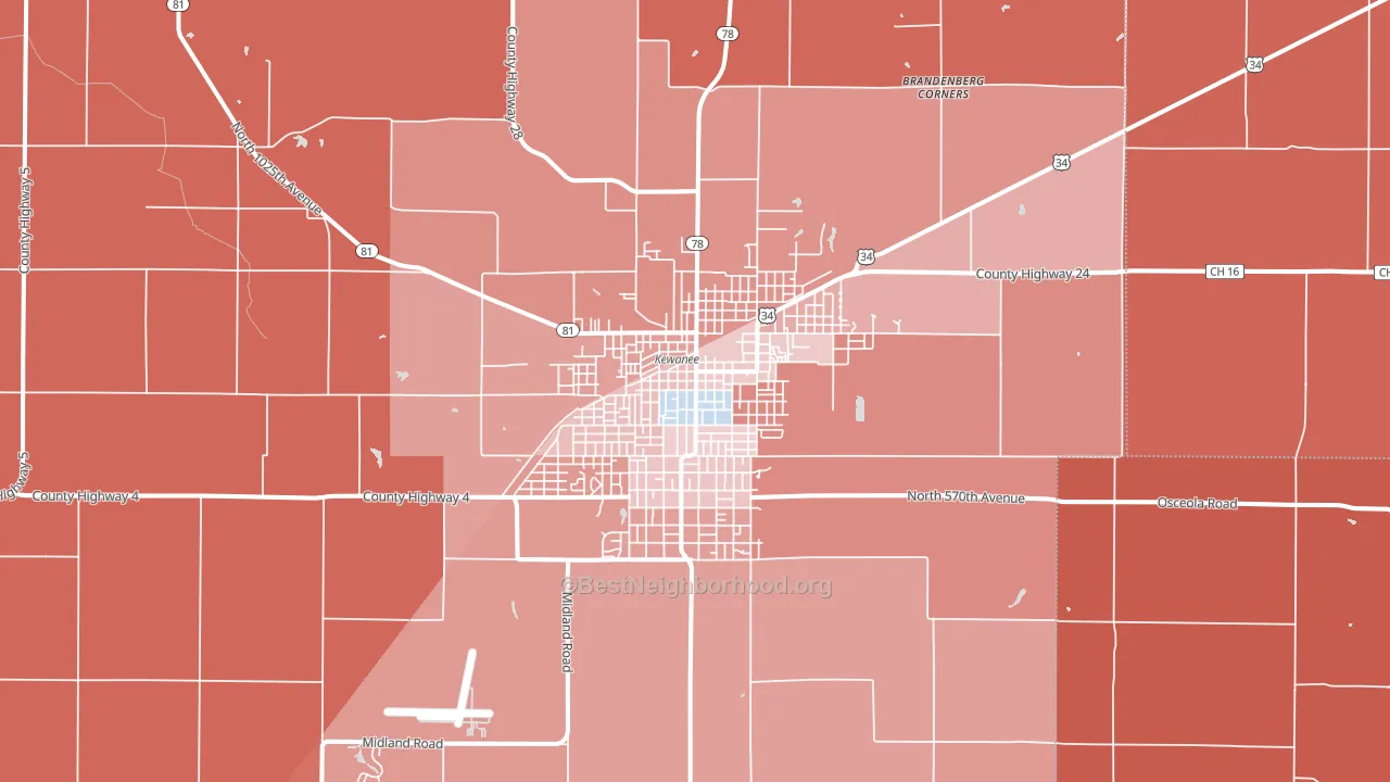61443, IL block-group political-lean map