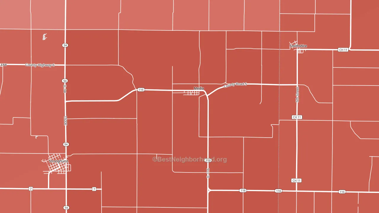 61460, IL block-group political-lean map