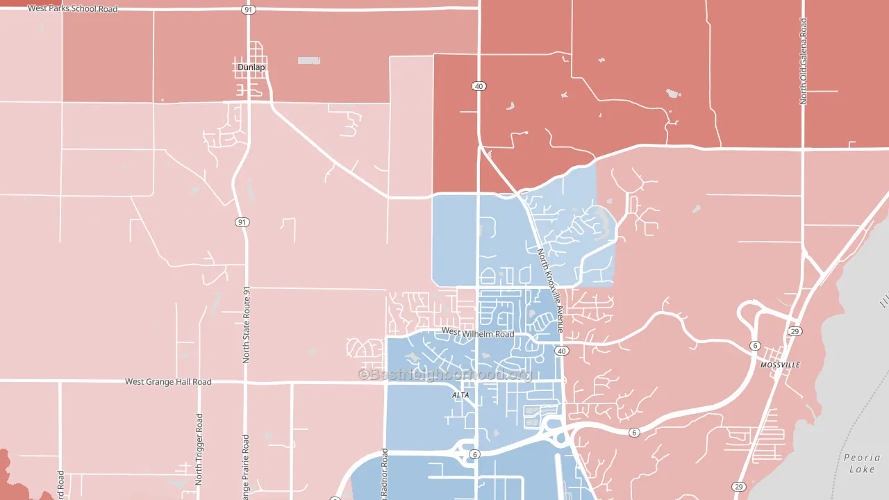61525, IL block-group political-lean map
