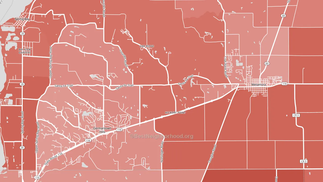 61548, IL block-group political-lean map