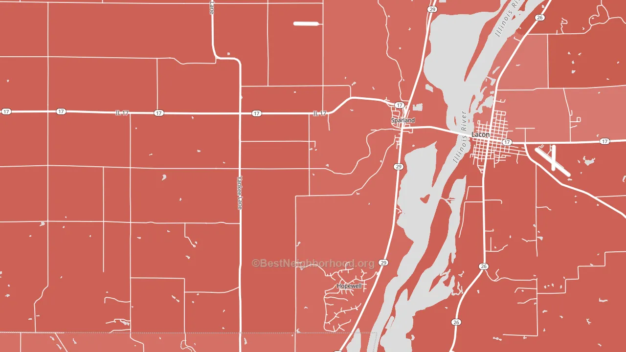 61565, IL block-group political-lean map