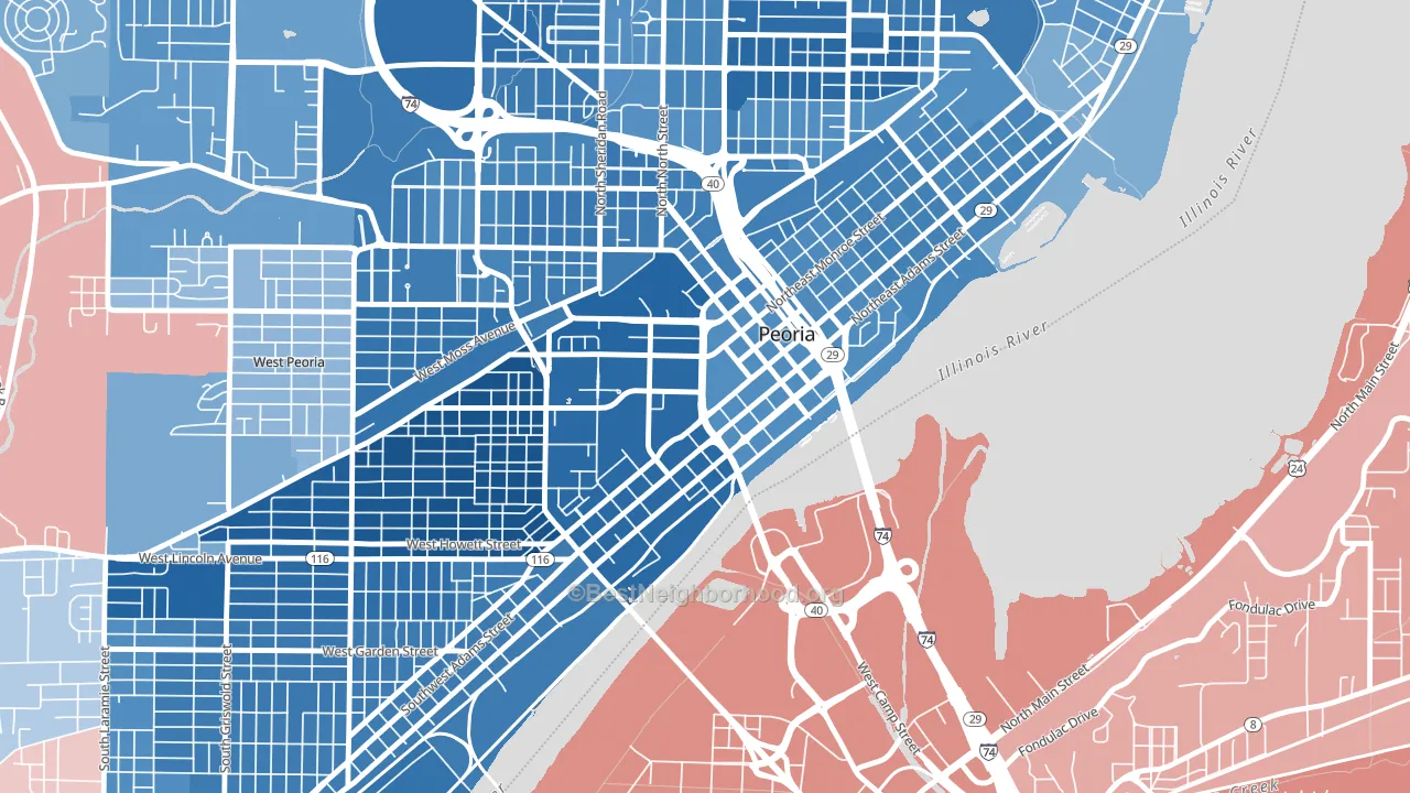 61602, IL block-group political-lean map