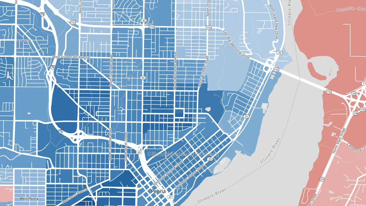 61603, IL block-group political-lean map