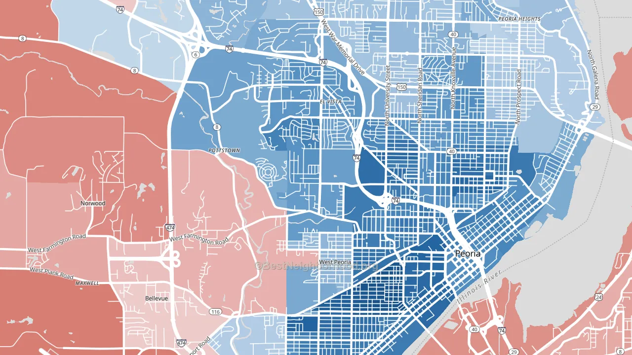 61604, IL block-group political-lean map