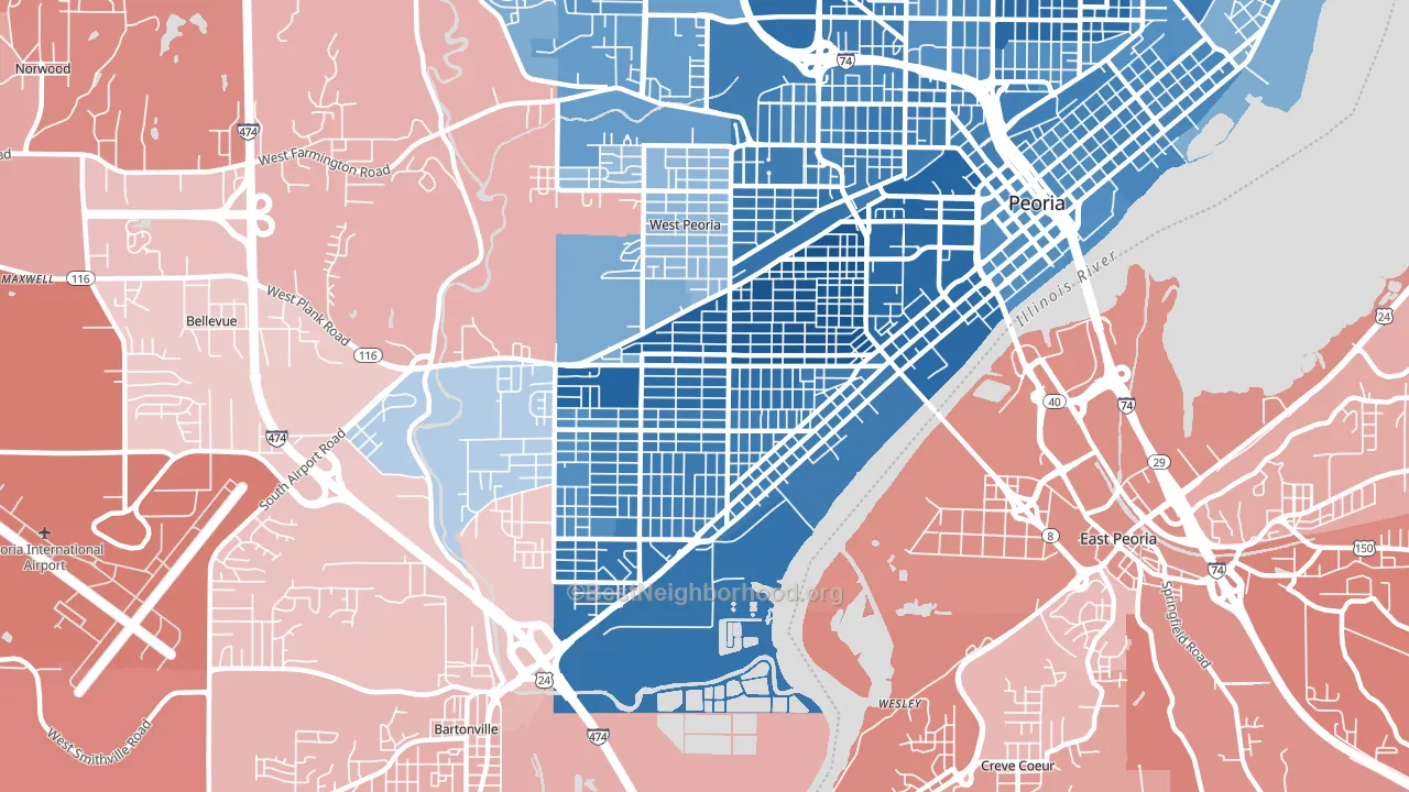 61605, IL block-group political-lean map