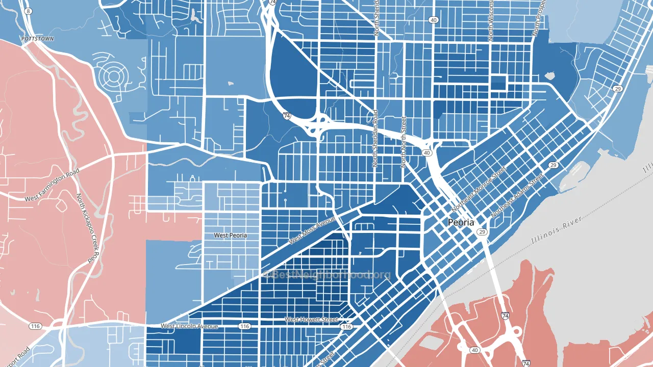 61606, IL block-group political-lean map