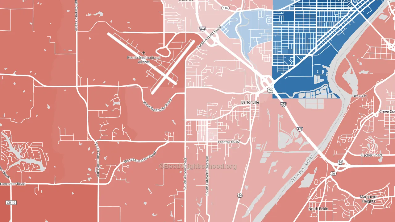 61607, IL block-group political-lean map