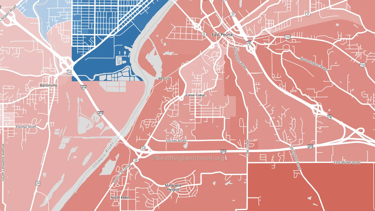 61610, IL block-group political-lean map