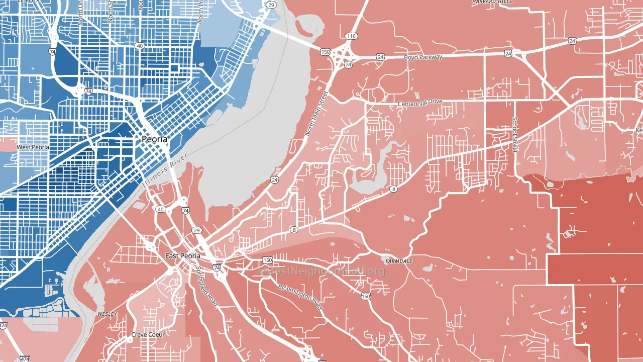 61611, IL block-group political-lean map