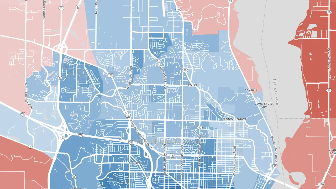 61614, IL block-group political-lean map