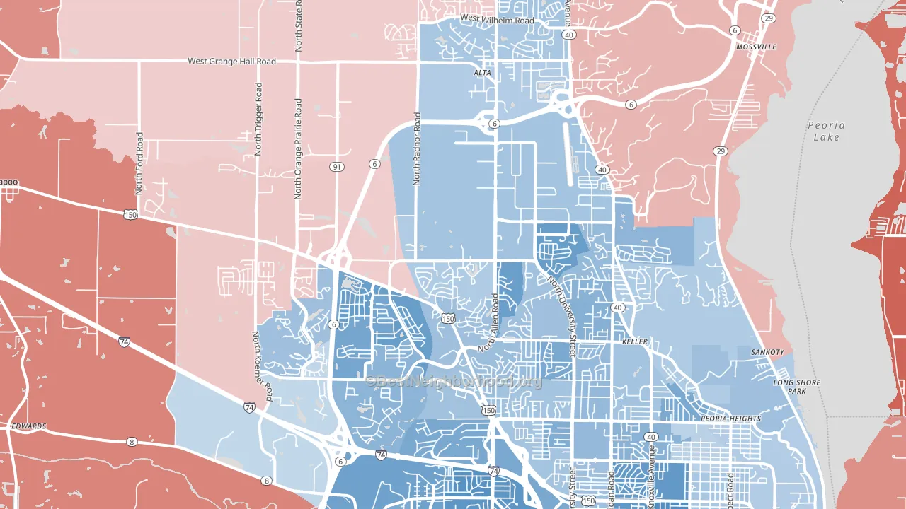 61615, IL block-group political-lean map