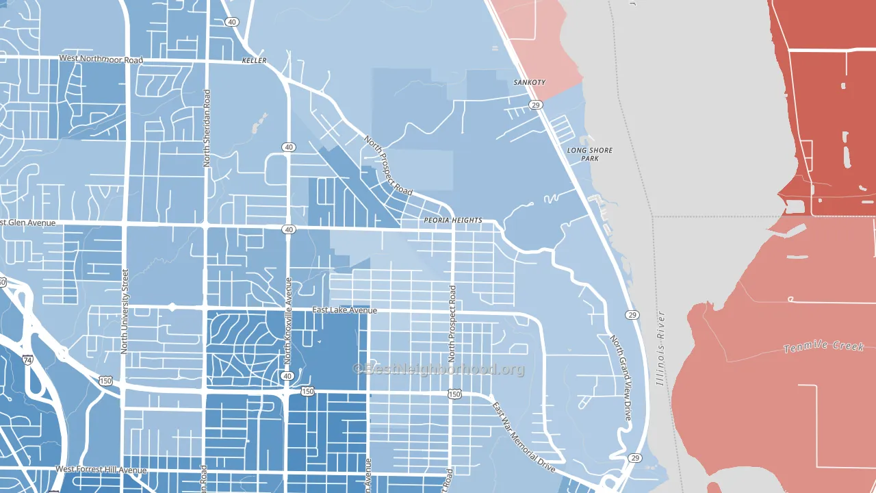 61616, IL block-group political-lean map