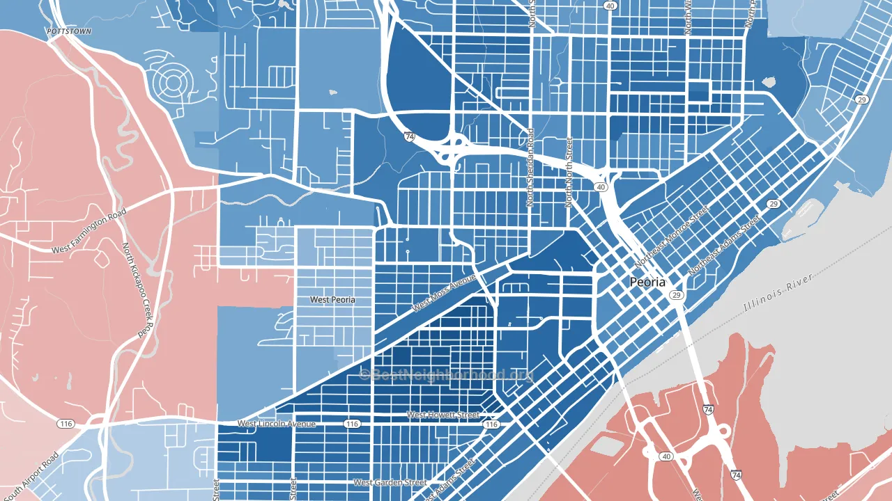 61625, IL block-group political-lean map
