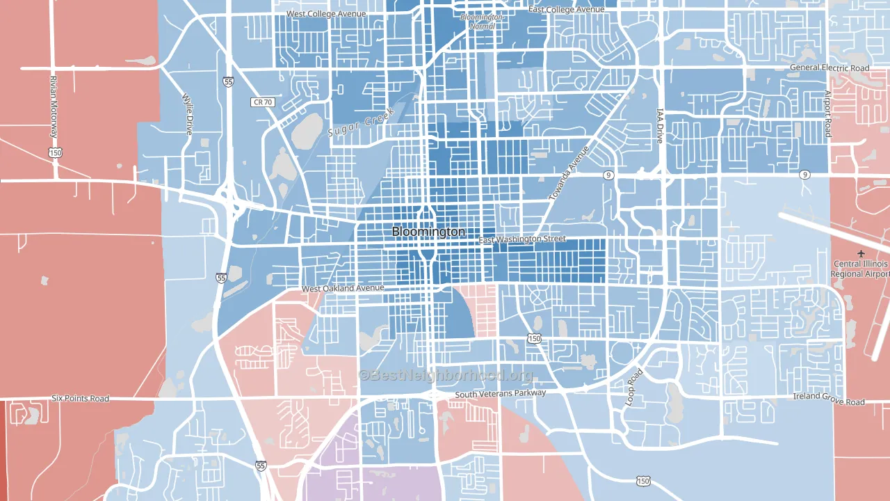 61701, IL block-group political-lean map