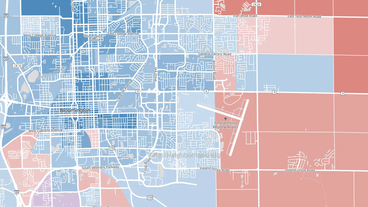 61704, IL block-group political-lean map