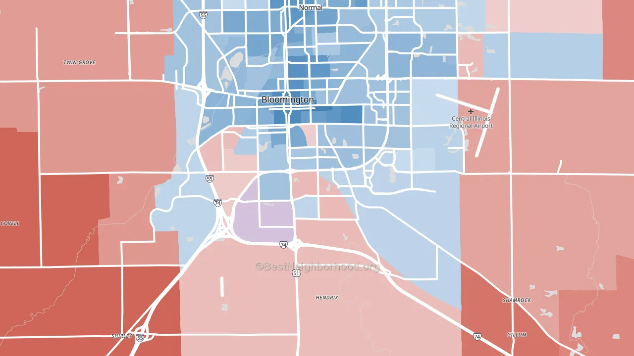 61705, IL block-group political-lean map