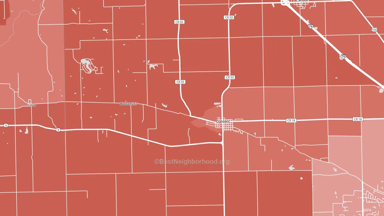 61732, IL block-group political-lean map