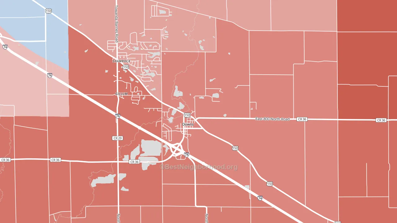 61736, IL block-group political-lean map