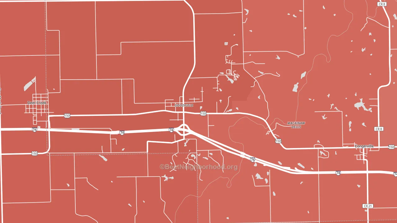 61742, IL block-group political-lean map