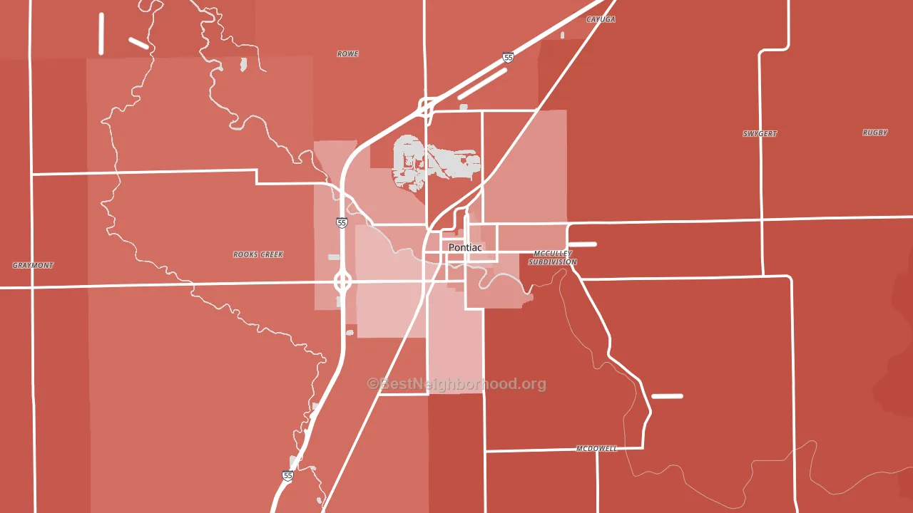 61764, IL block-group political-lean map