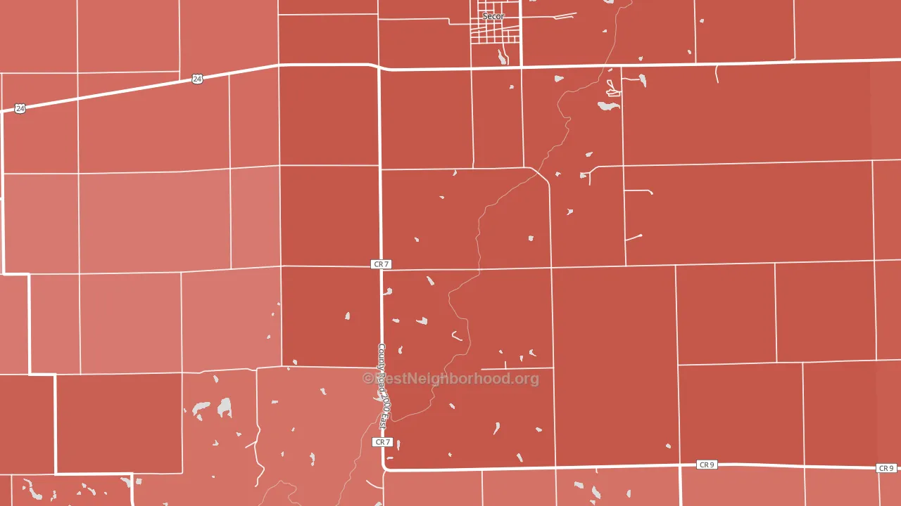 61771, IL block-group political-lean map