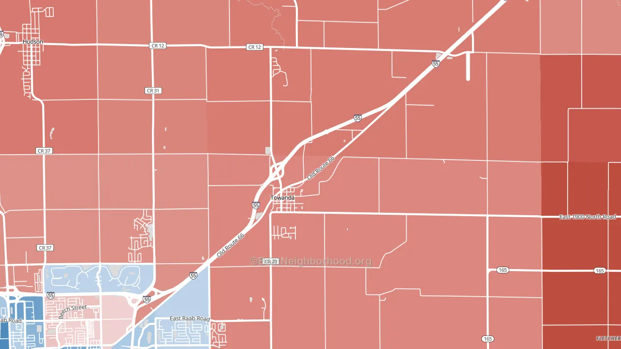 61776, IL block-group political-lean map