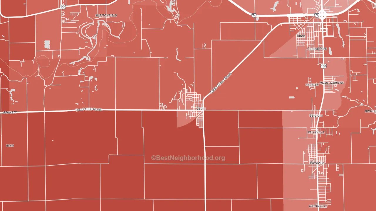 61817, IL block-group political-lean map