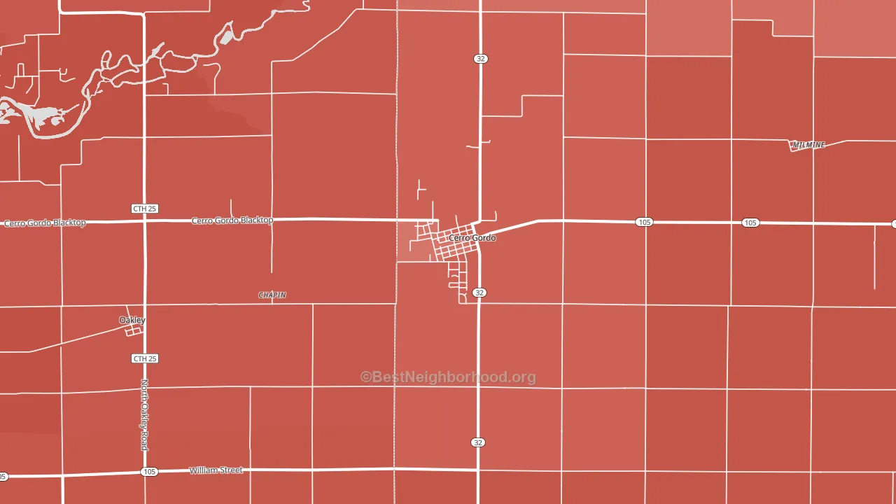 61818, IL block-group political-lean map