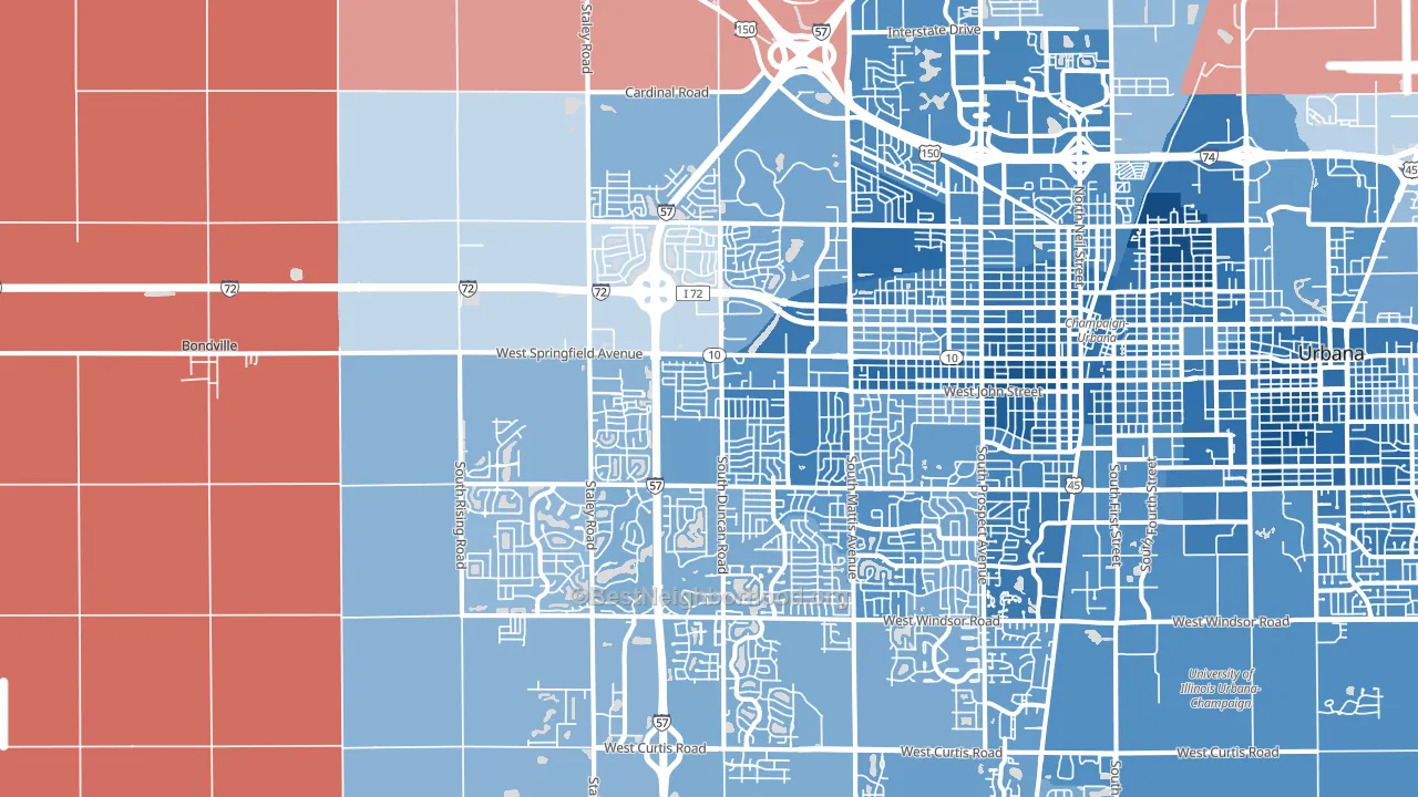 61822, IL block-group political-lean map