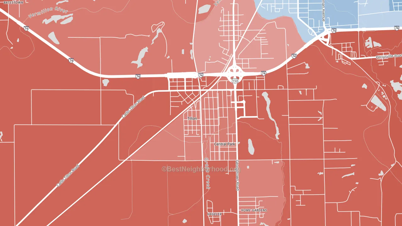 61833, IL block-group political-lean map