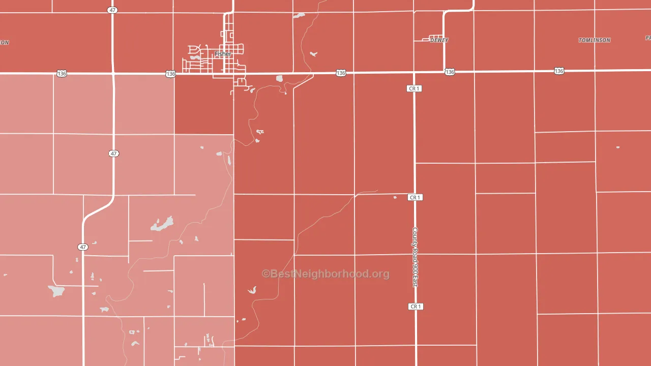 61840, IL block-group political-lean map