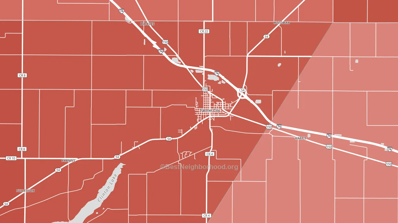 61842, IL block-group political-lean map