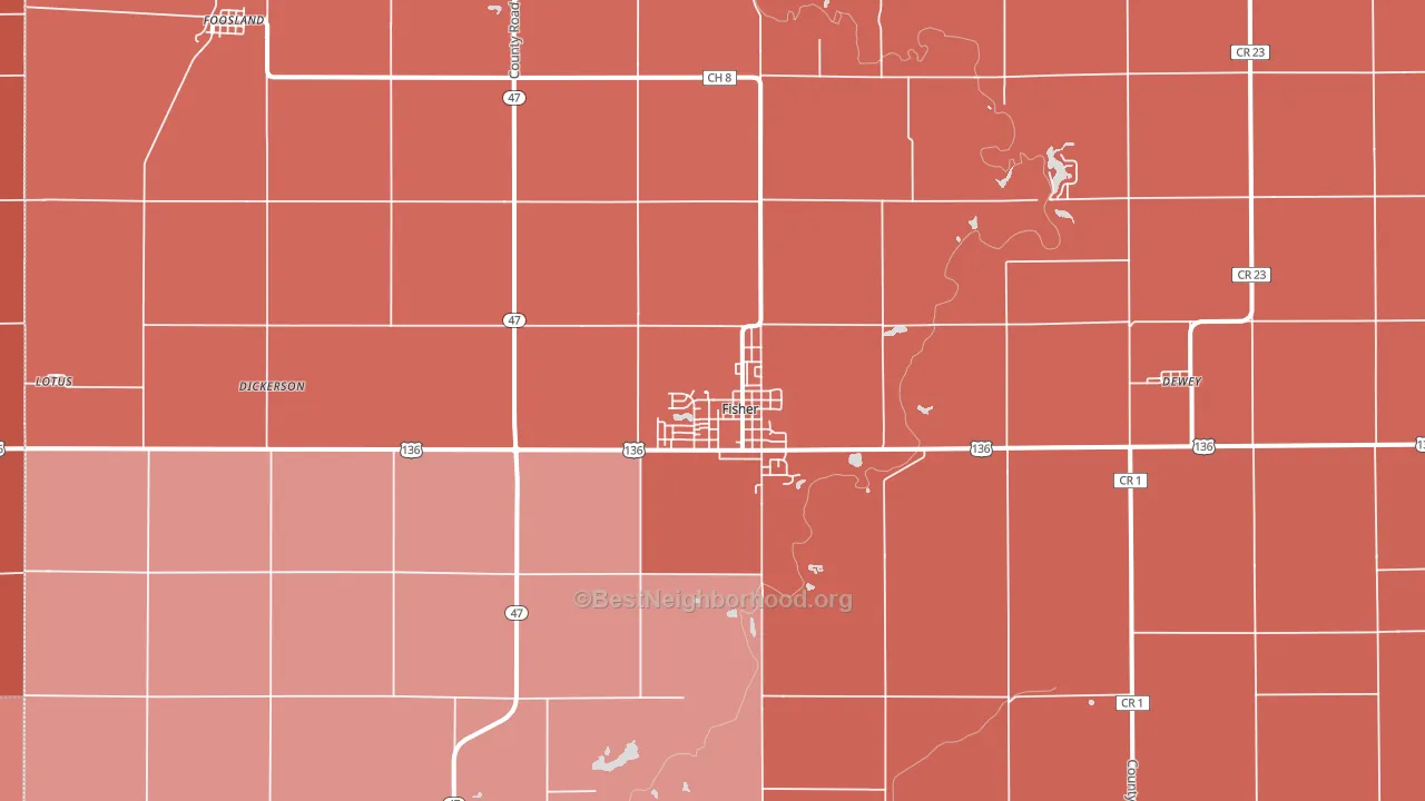 61843, IL block-group political-lean map