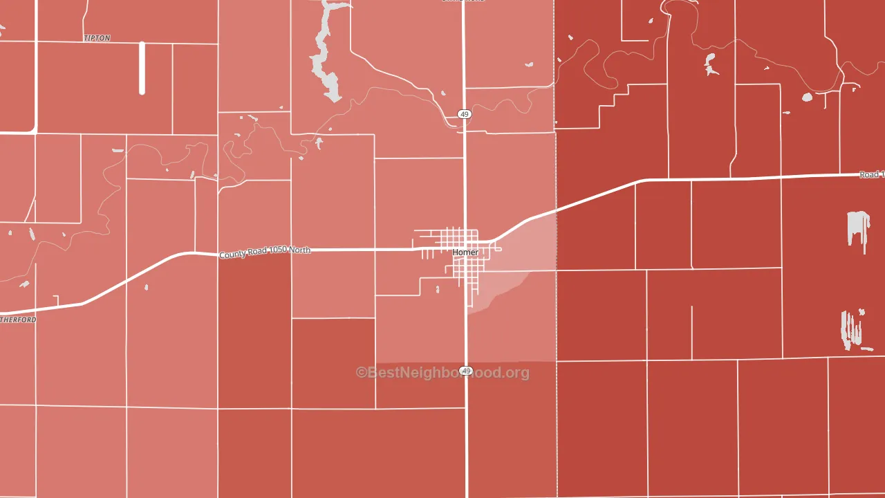 61849, IL block-group political-lean map