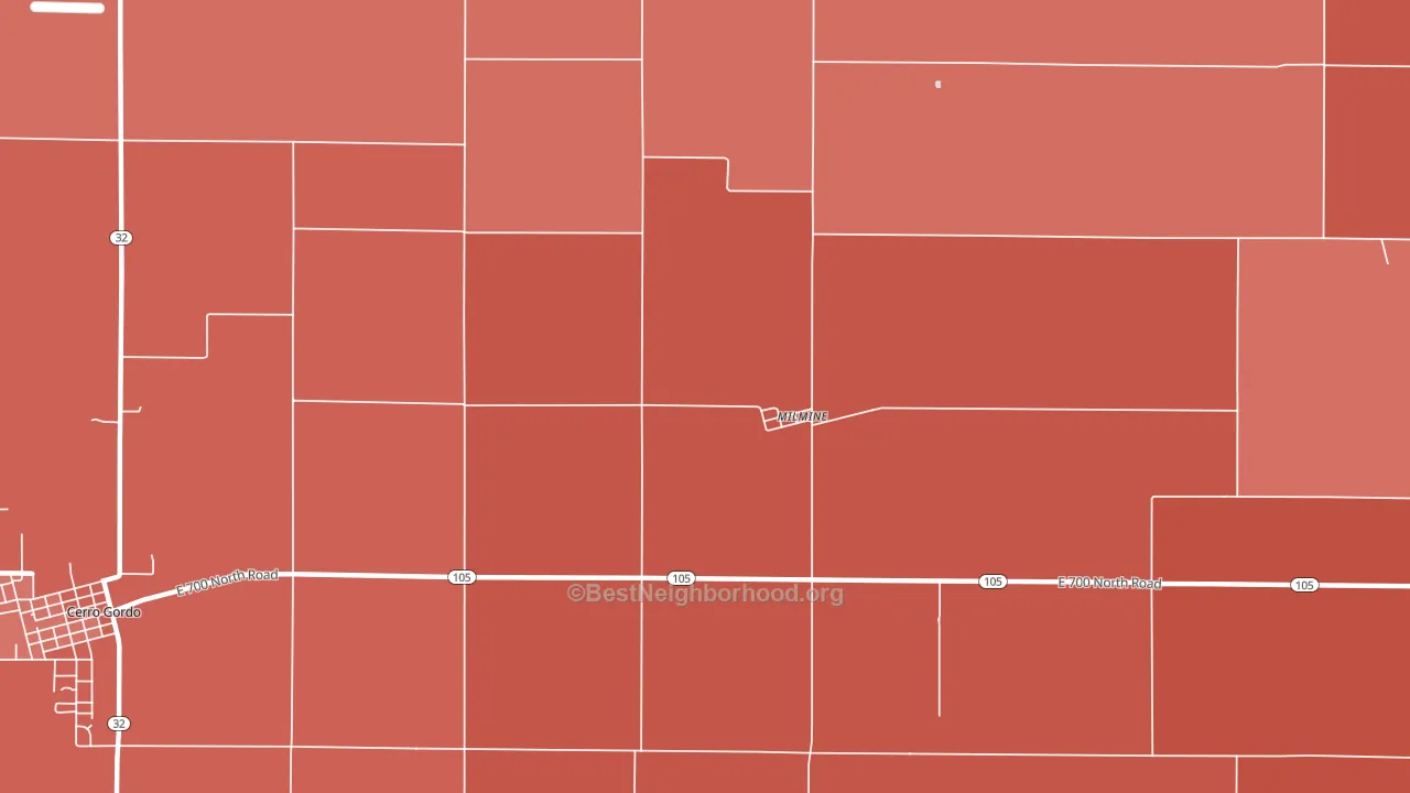 61855, IL block-group political-lean map