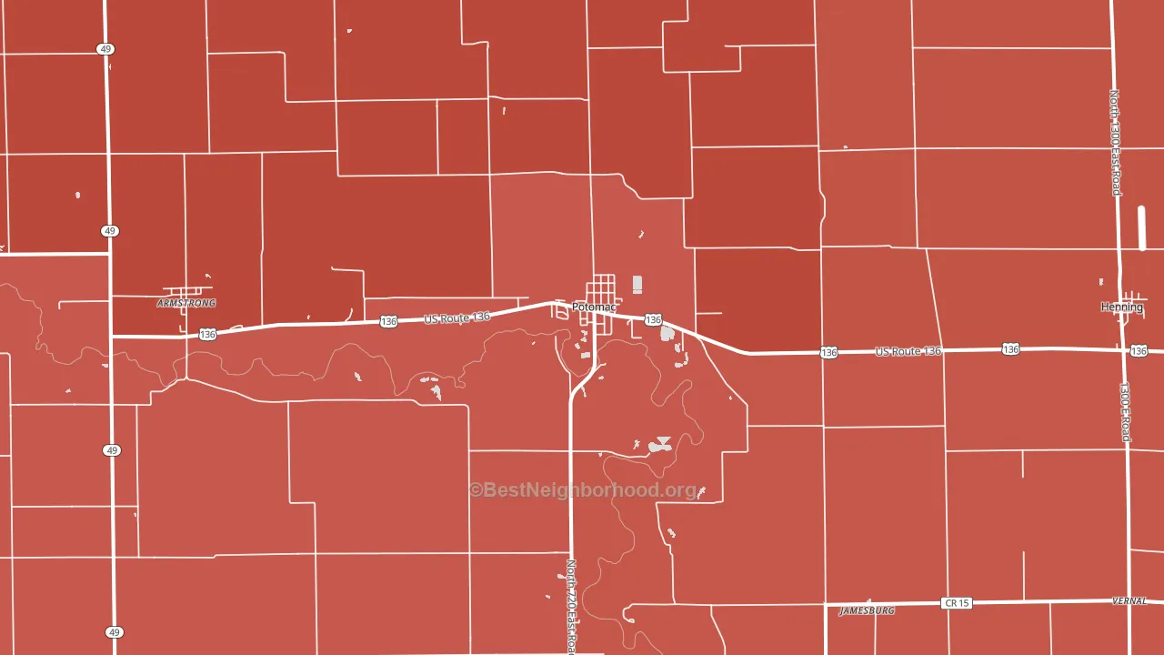 61865, IL block-group political-lean map