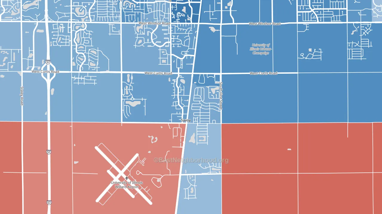 61874, IL block-group political-lean map
