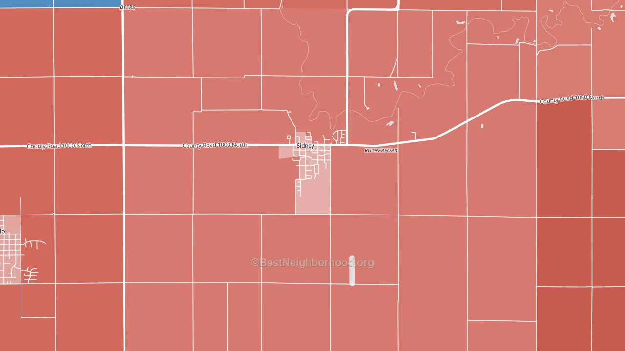 61877, IL block-group political-lean map
