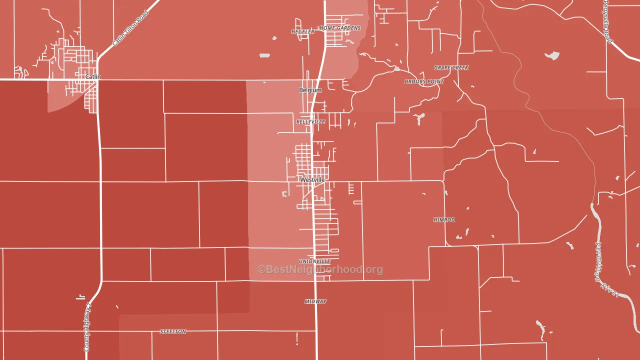 61883, IL block-group political-lean map