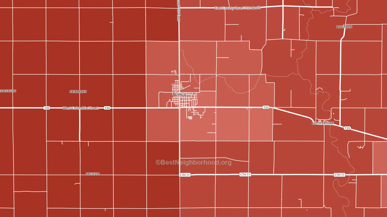 61911, IL block-group political-lean map